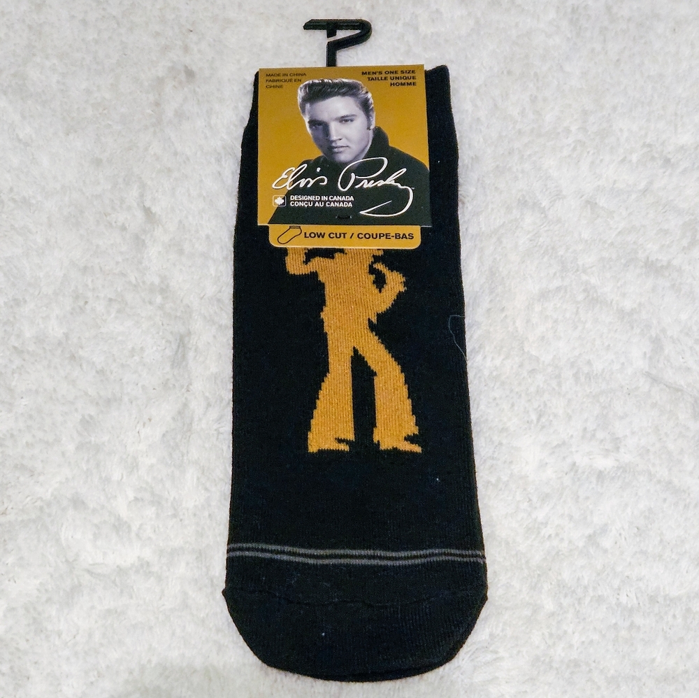 New Elvis Black & Gold Low Cut Socks